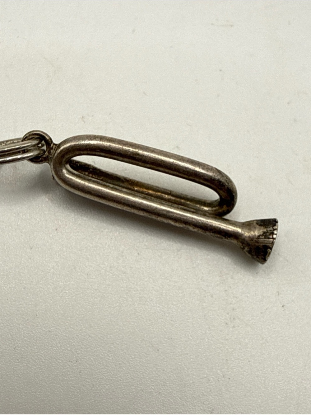 Vintage Bugle Horn Bracelet Charm Pendant Sterling Silver WWII